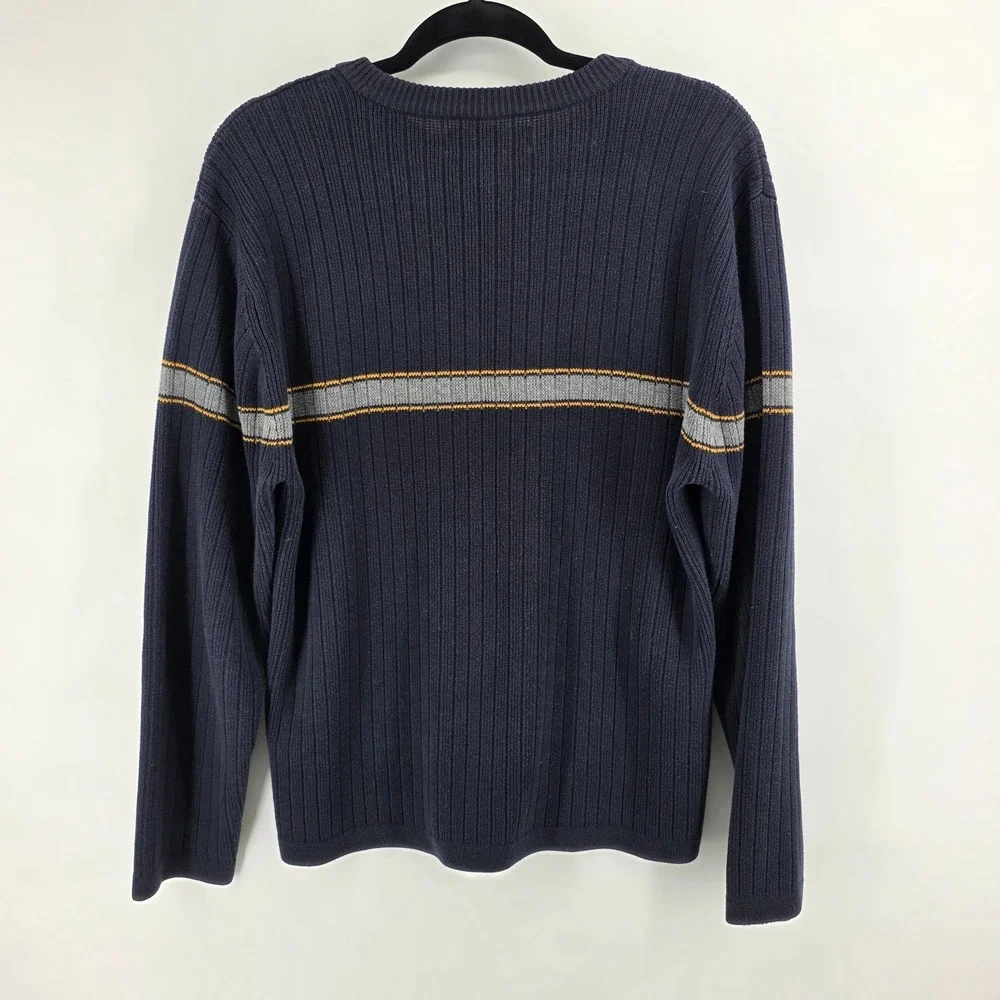 Vintage Aeropostale Sweater Mens Size‎ Medium Navy Henley Knit Ribbed Pullover